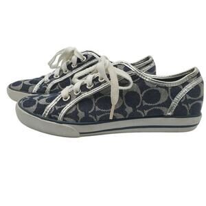 Coach Dee Sneaker Black Signature Logo Lace Up Casual Lace Up Shoes 7.5B‎